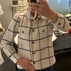 Greylin Cream and Black Plaid Blazer